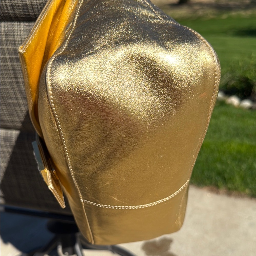 EUC RARE Vintage Fendi Mama Baguette Gold Metallic Rhinestone Shoulder Bag Rare - Picture 5 of 16